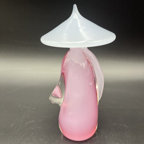 MURANO VETRERIA ARTISTICA OBALL PINK & WHITE ALABASTRO ASIAN ORIENTAL MAN & LADY - Picture 6 of 16